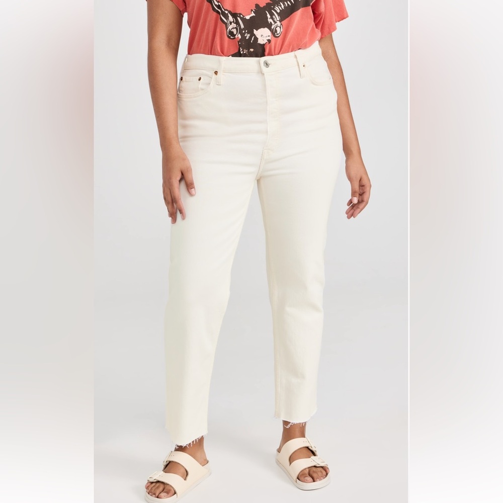 NWT $275 Re/Done 70’s High Rise Raw Hem Short Denim jeans women size 32